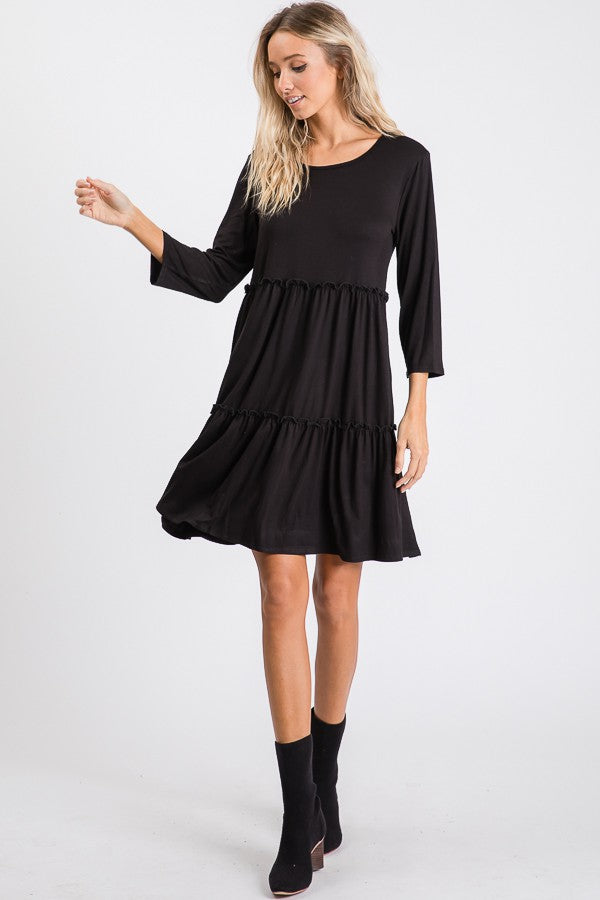Solid Dress With Ruffle Detail