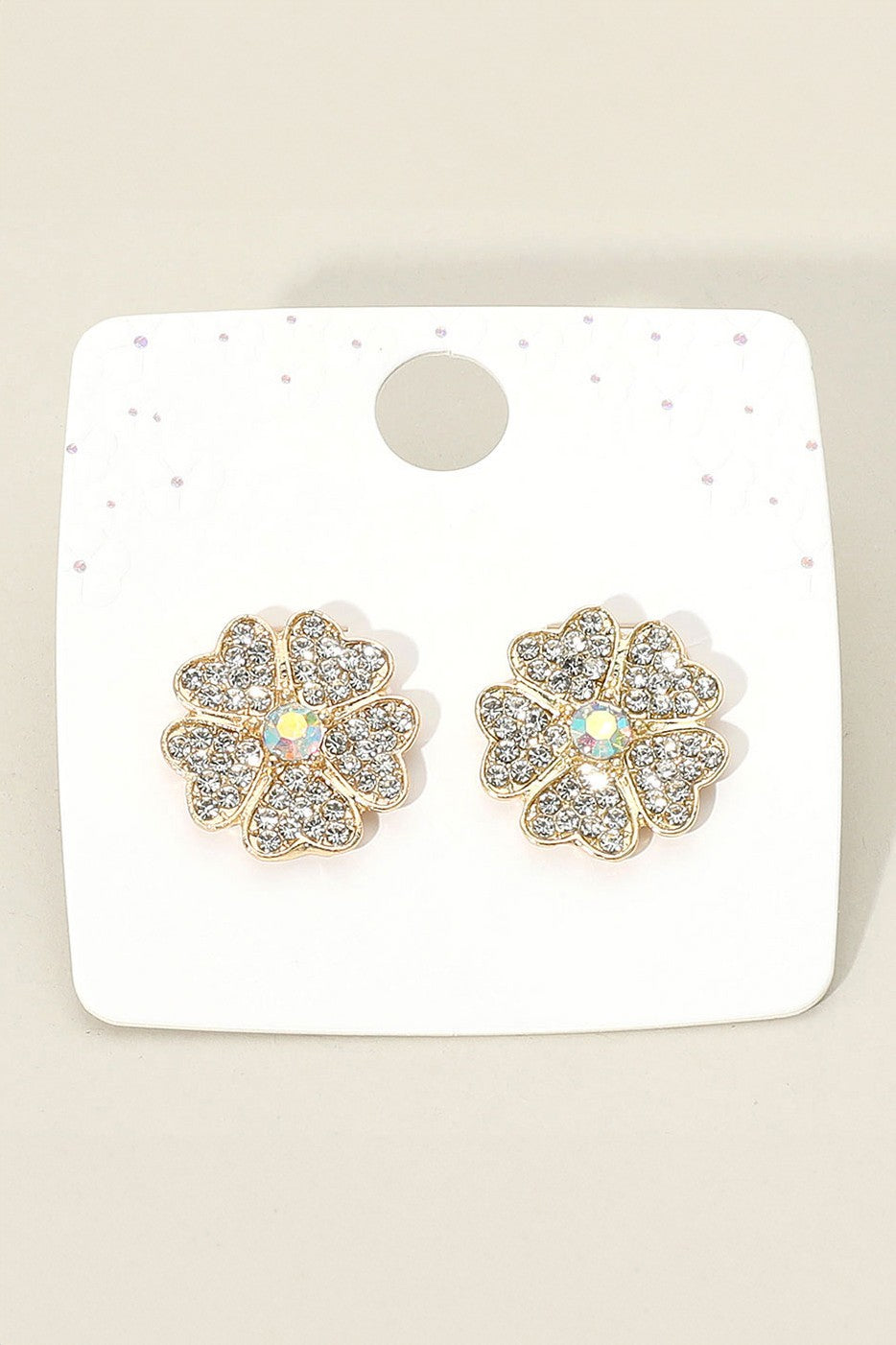 Rhinestone Paved Flower Stud Earrings