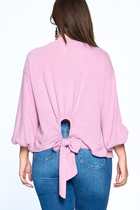 Plus Size Sexy Peek-a-boo Back Bow Top