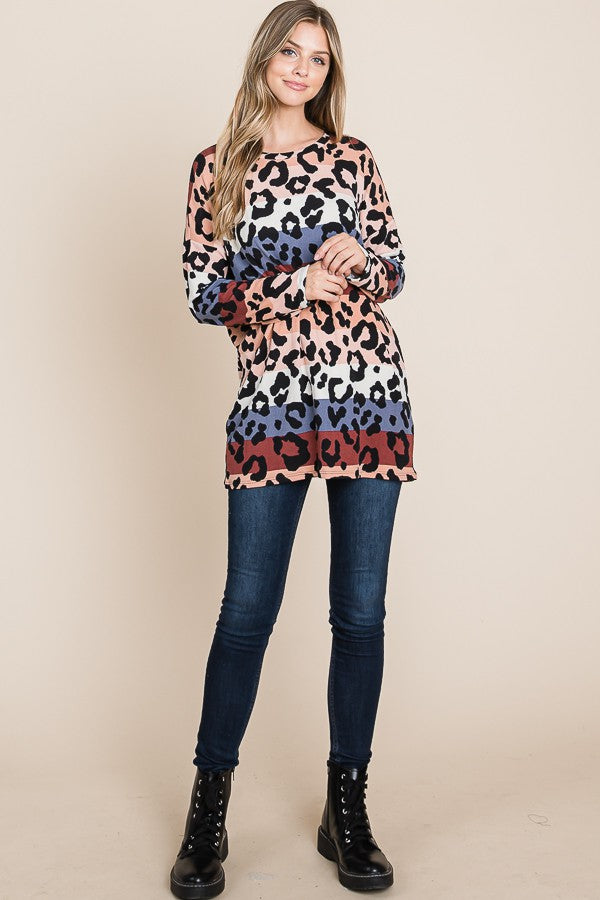 Animal Print Long Sleeve Top