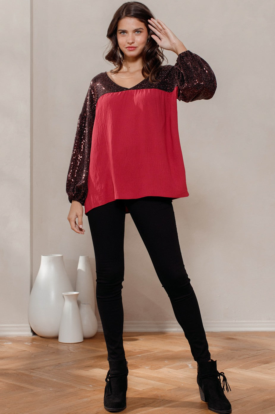 Solid Woven Babydoll Blouse