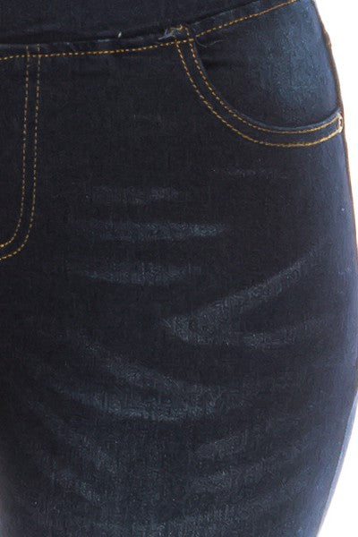 Slashed Pull On Denim Jegging
