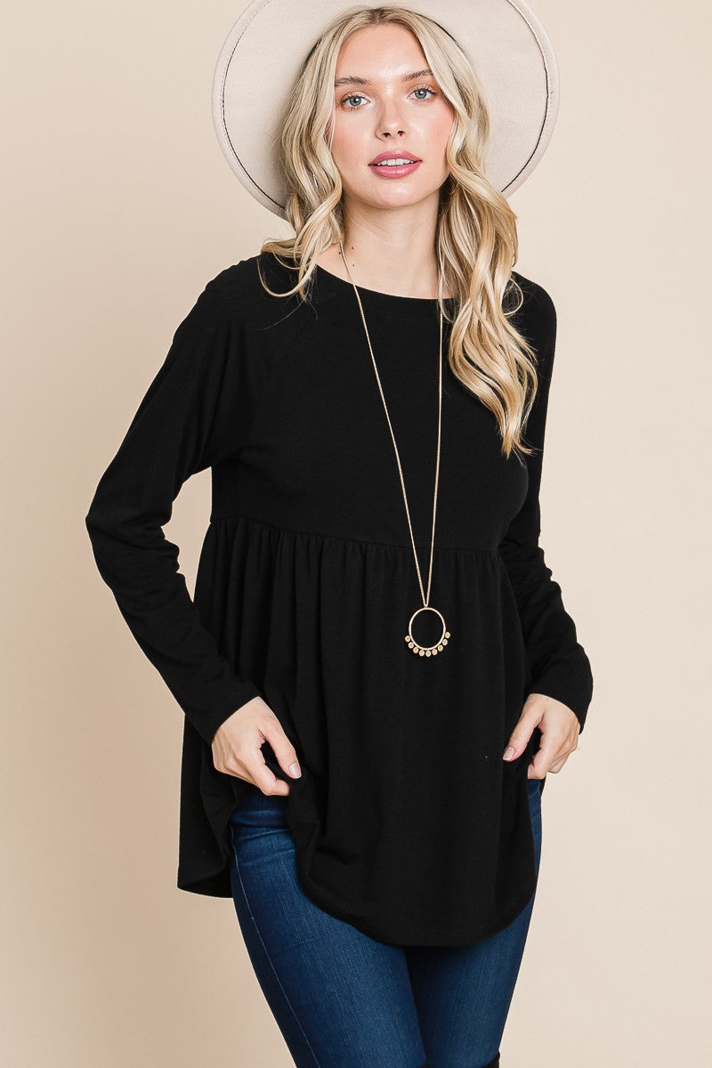 Solid Babydoll Tunic Top