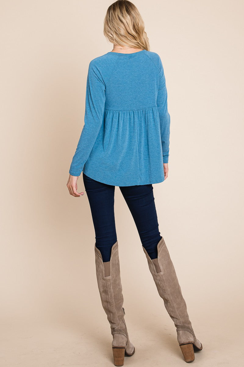 Solid Babydoll Tunic Top