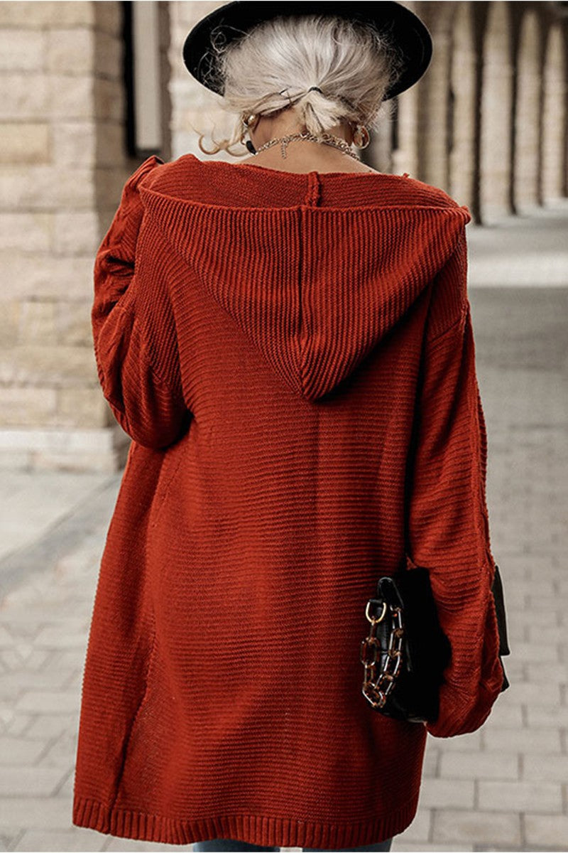 Bohemian Rust Cardigan with hood