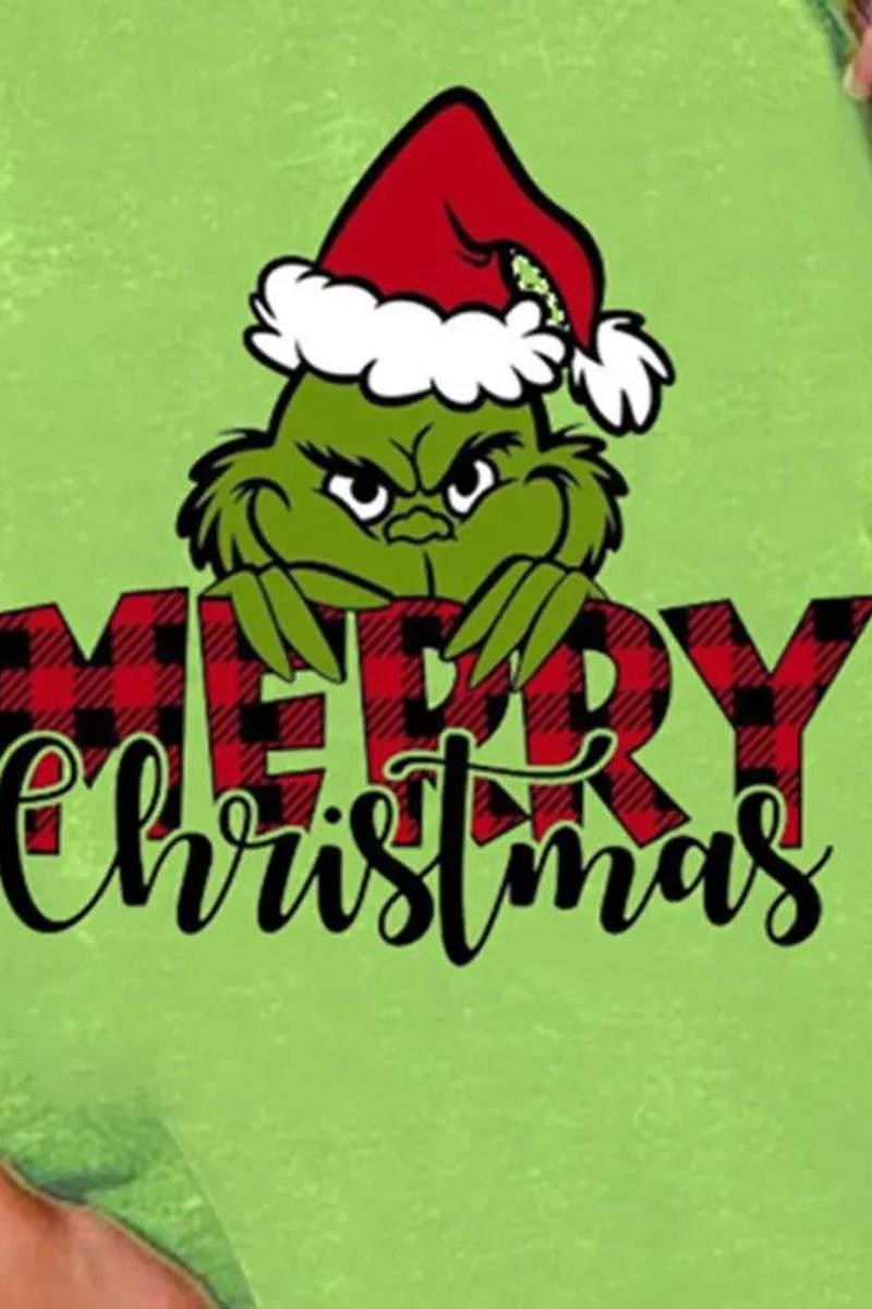 Grinch Print Holiday Pullover - Christmas Crewneck