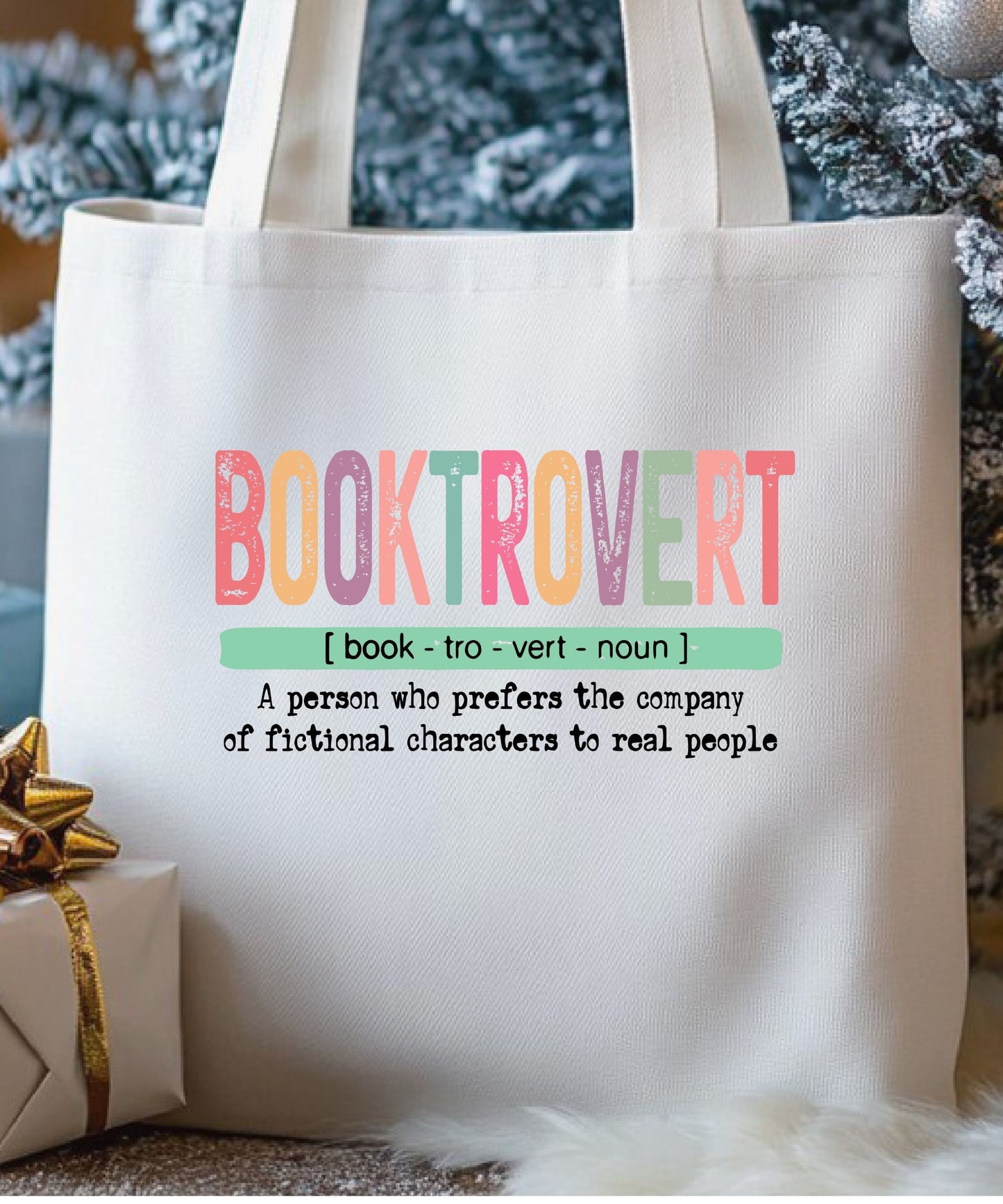 Retro Booktrovert Canvas Tote Bag