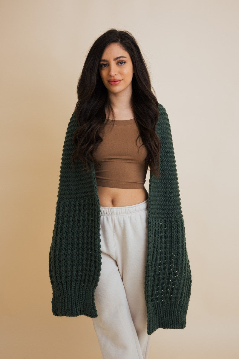 Cozy Waffle Knit Edge Scarf - Winter Essential