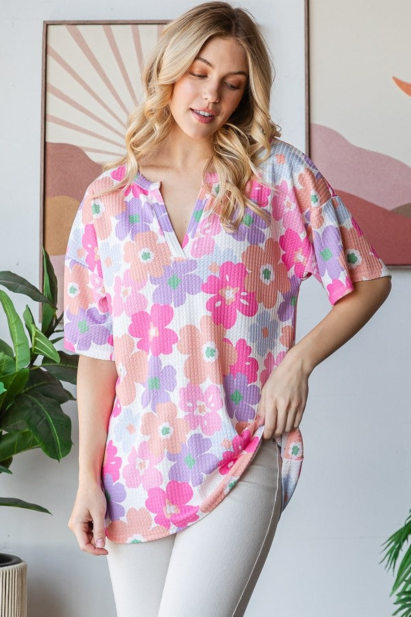 Short Sleeve Floral Print Top