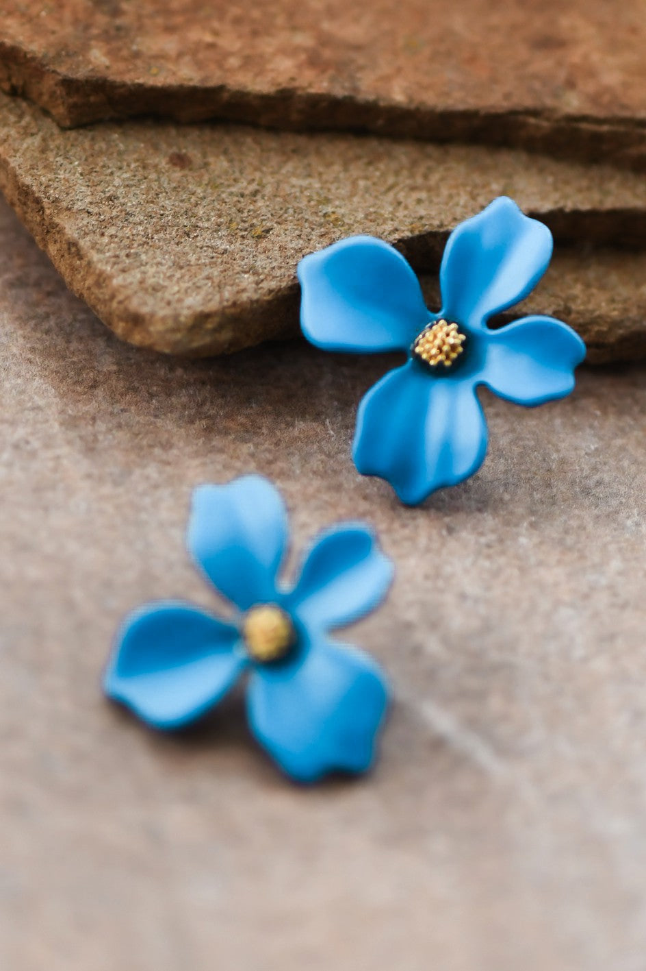 Painted Metal Flower Stud Earrings