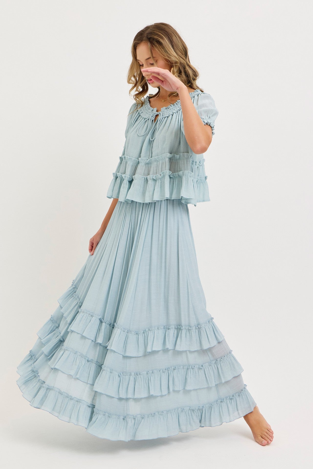 Easy Flowy Tiered Ruffle Maxi Skirt