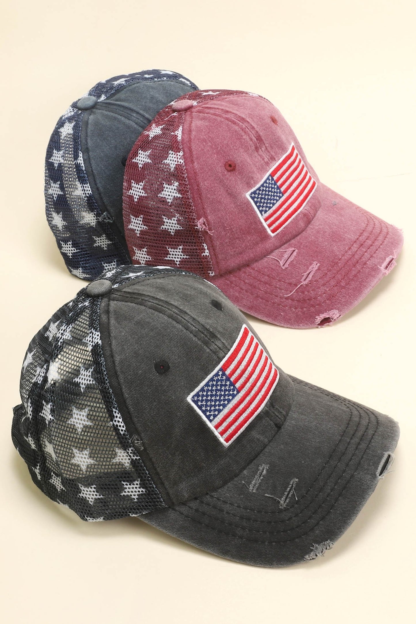 U.s.a Flag Embroidered Mesh Backing Baseball Cap
