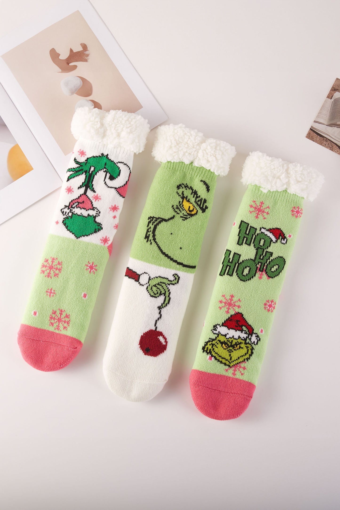 Holiday Grinch Non-slip Winter Socks Set