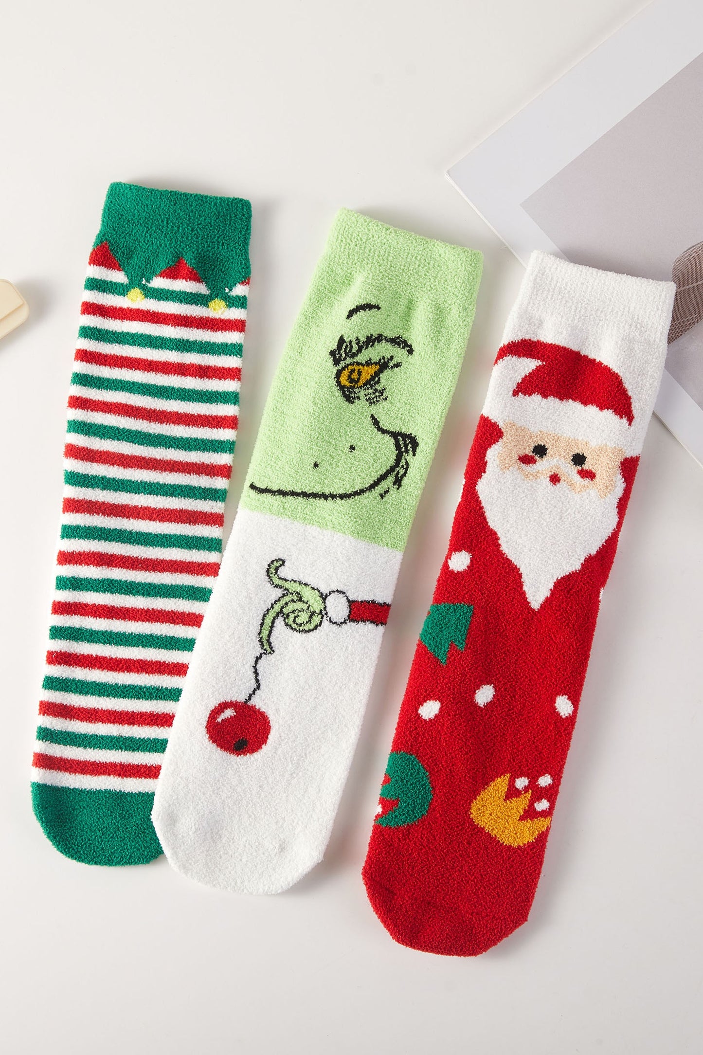 3pairs - Christmas Grinch Santa Socks Gift Set