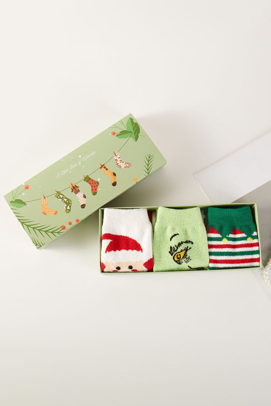 3pairs - Christmas Grinch Santa Socks Gift Set