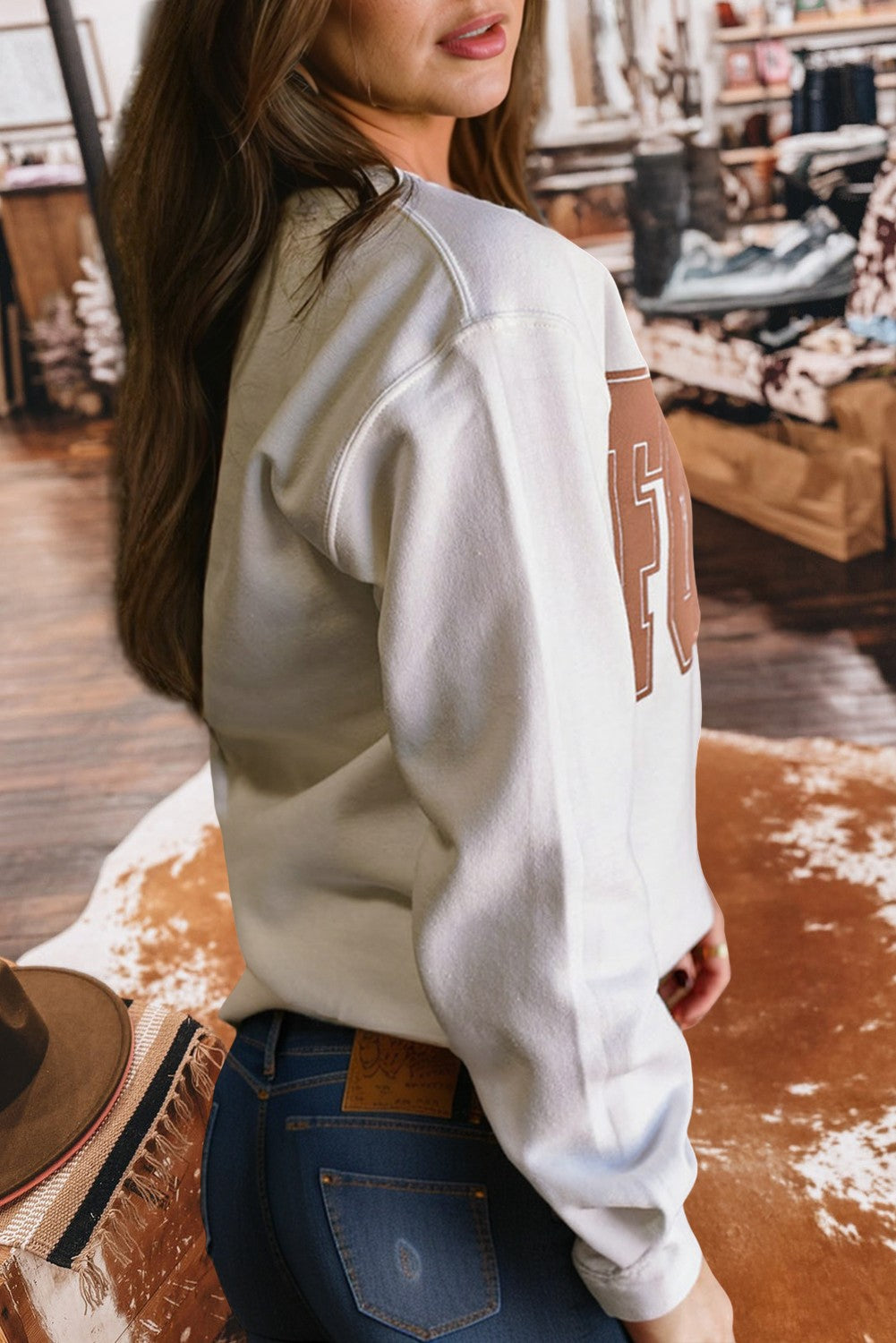 Football/sports Letter Graphic Sweatshirt