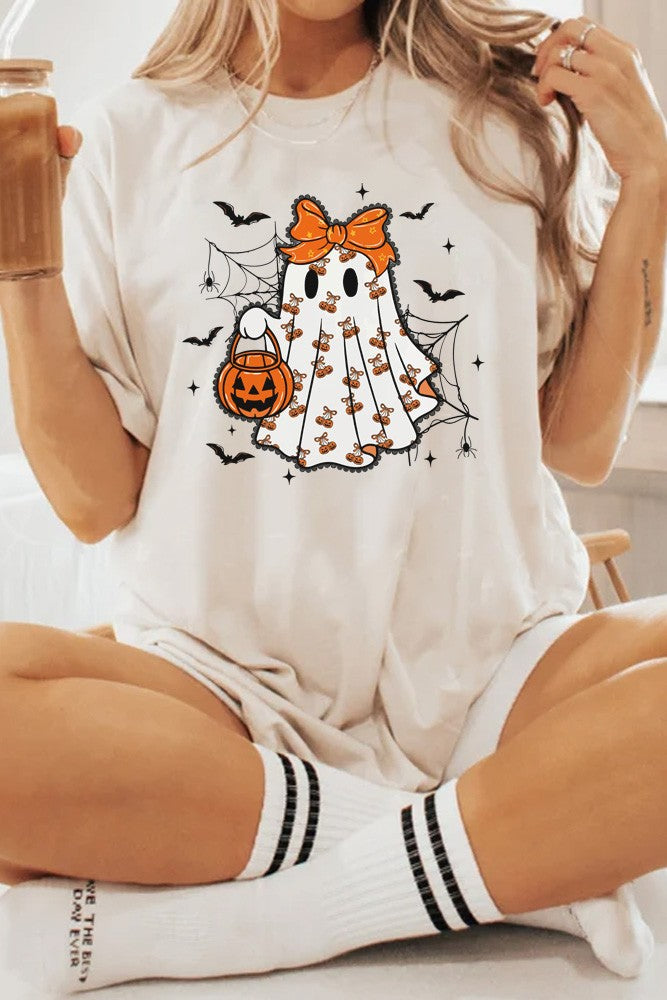 Lace Ghost Halloween Round Neck Tee