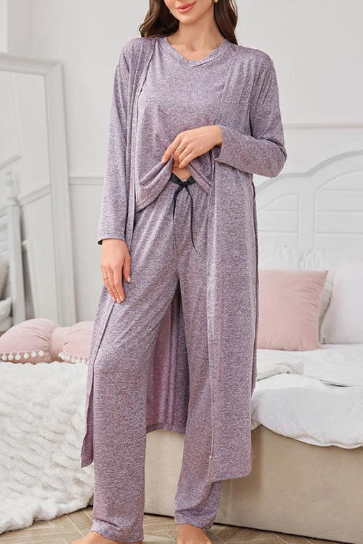 3 Piece Lounge Set Long Sleeve Cardigan Top Pants