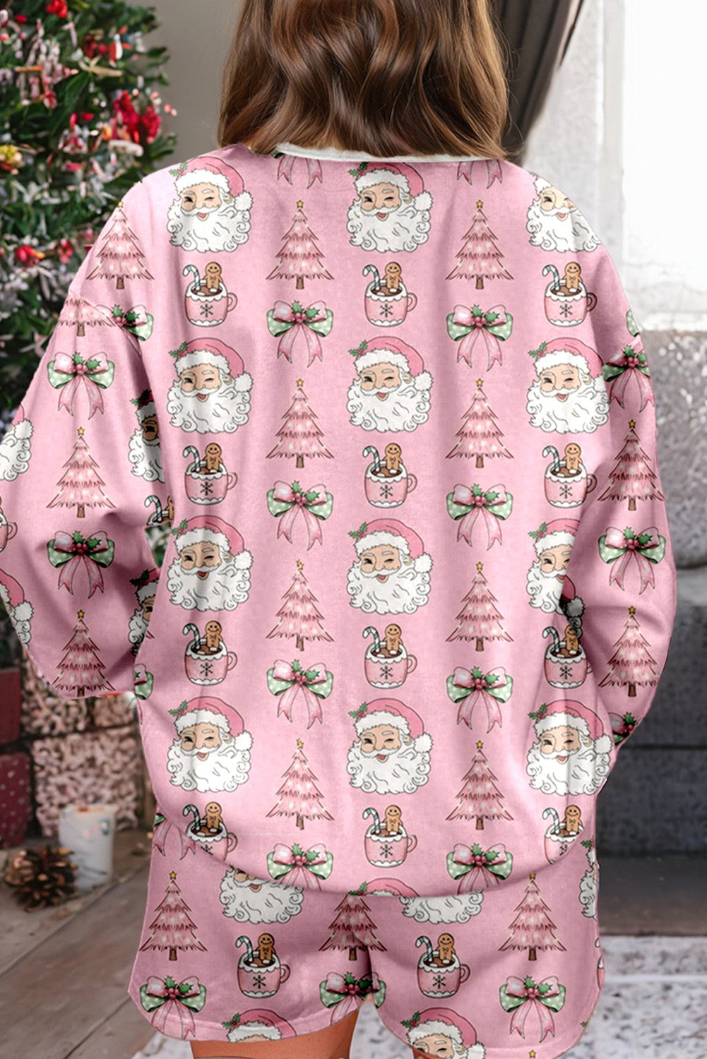 HoHoHo Christmas Fashion Print 2pcs Lounge Short Set