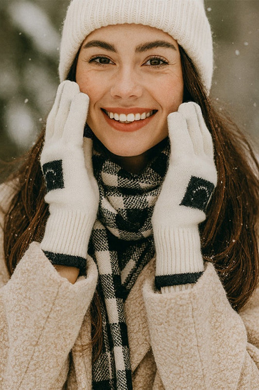Square Smile Face Patch Trim Smart Touch Gloves