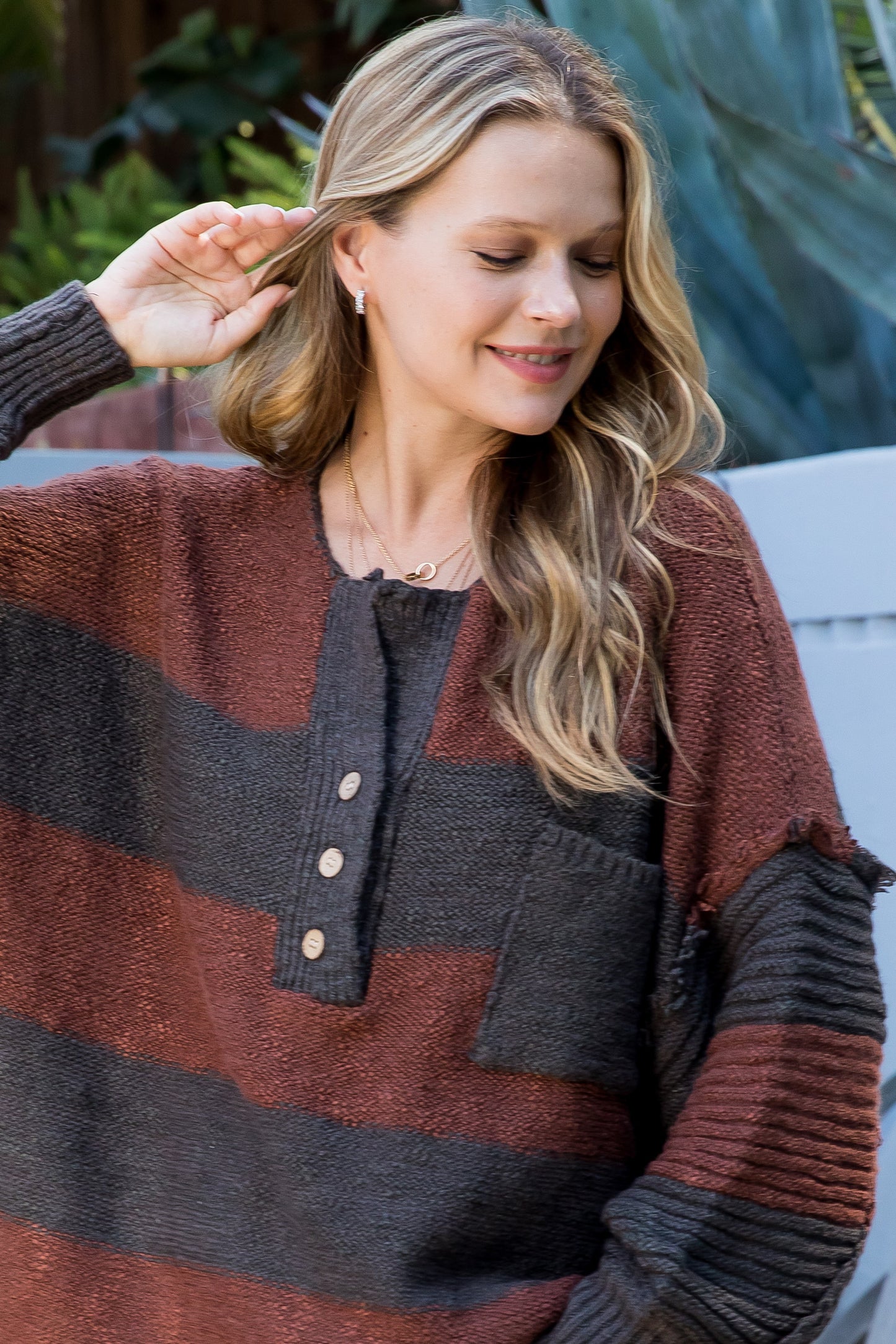 Oversized Henley Sweater