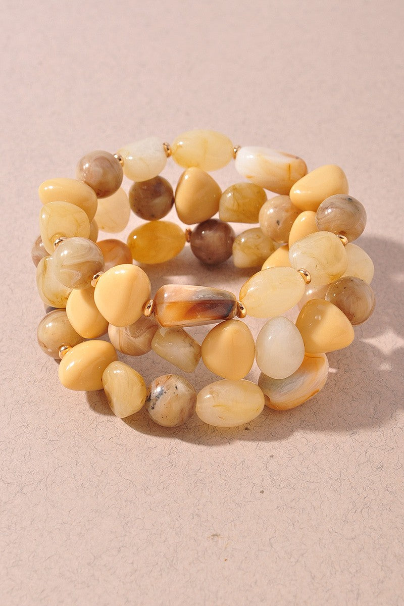 Multi Stone Beaded Stretch Bracelet Set