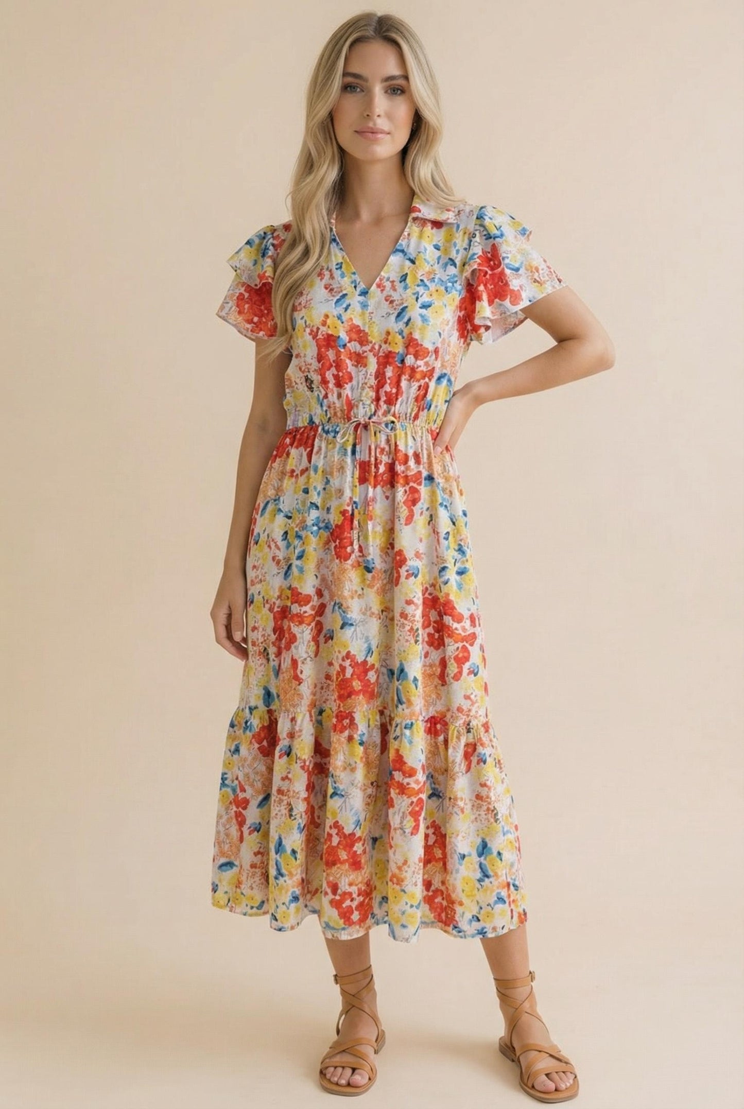 Floral Print Woven Maxi Dress