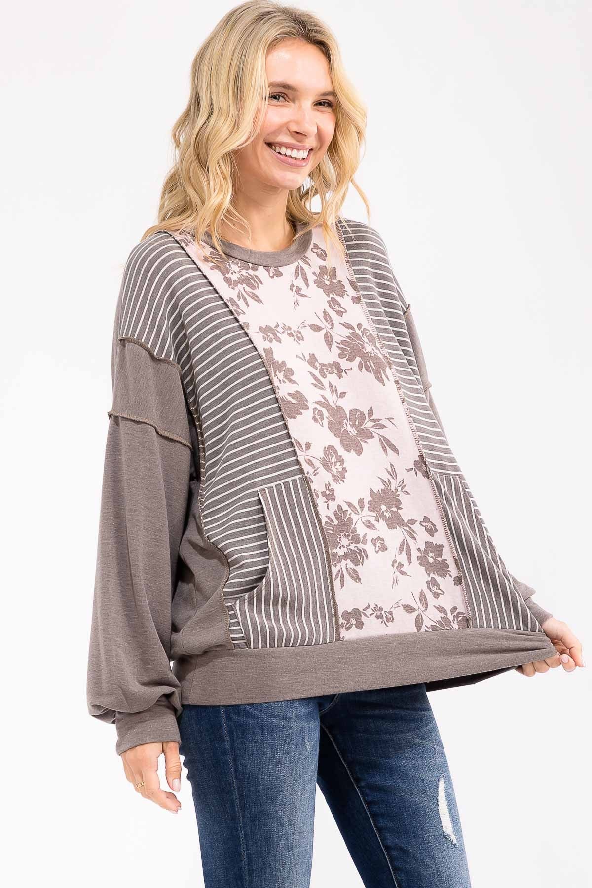 Floral Patchwork Pullover Top