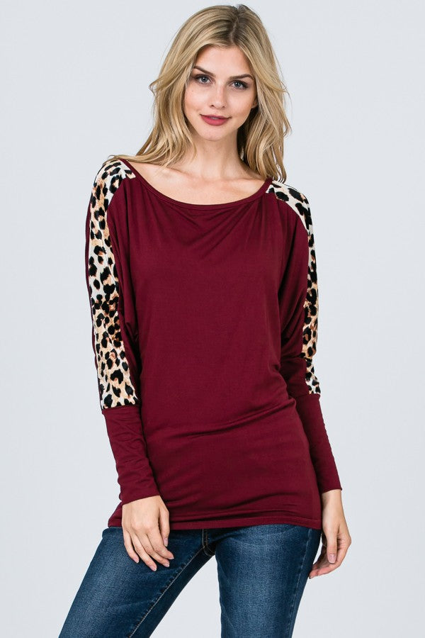 Burgundy animal print sweater