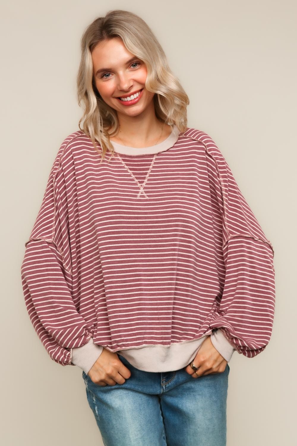 Crew Neck Loose Fit Pullover Knit Top