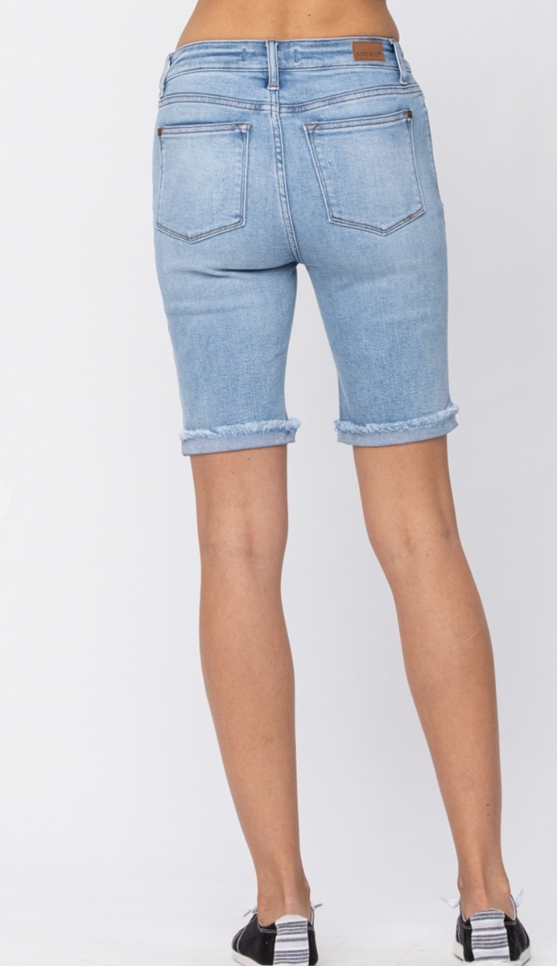 Judy Blue Destroyed Bermuda Shorts