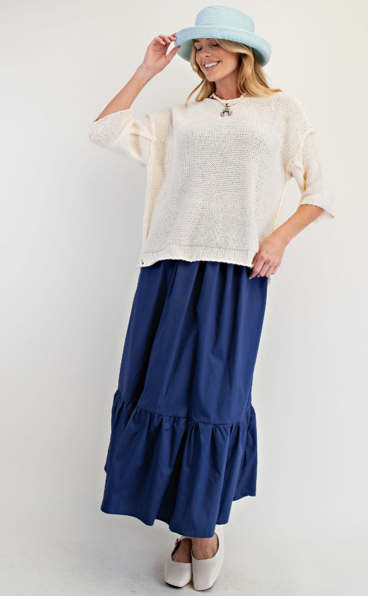 HALF SLEEVE KNITTED BOXY SWEATER