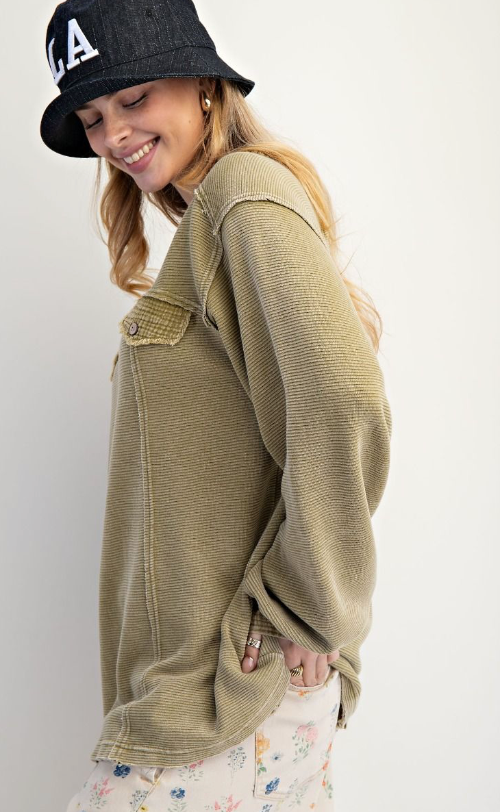 TEXTURED THERMAL WASHED HENELY TOP