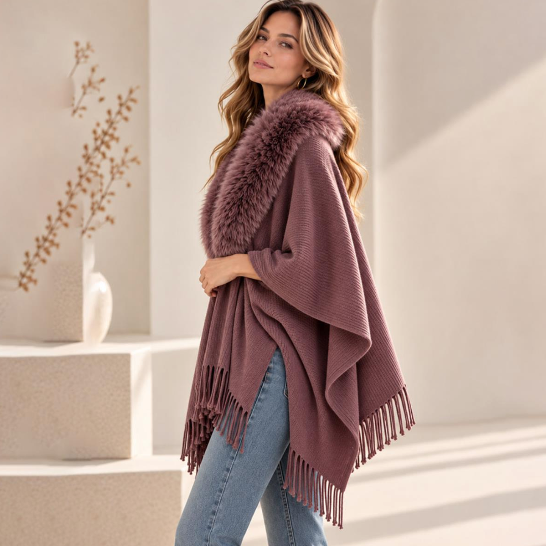 The Aspen House Fur-Trimmed Wrap