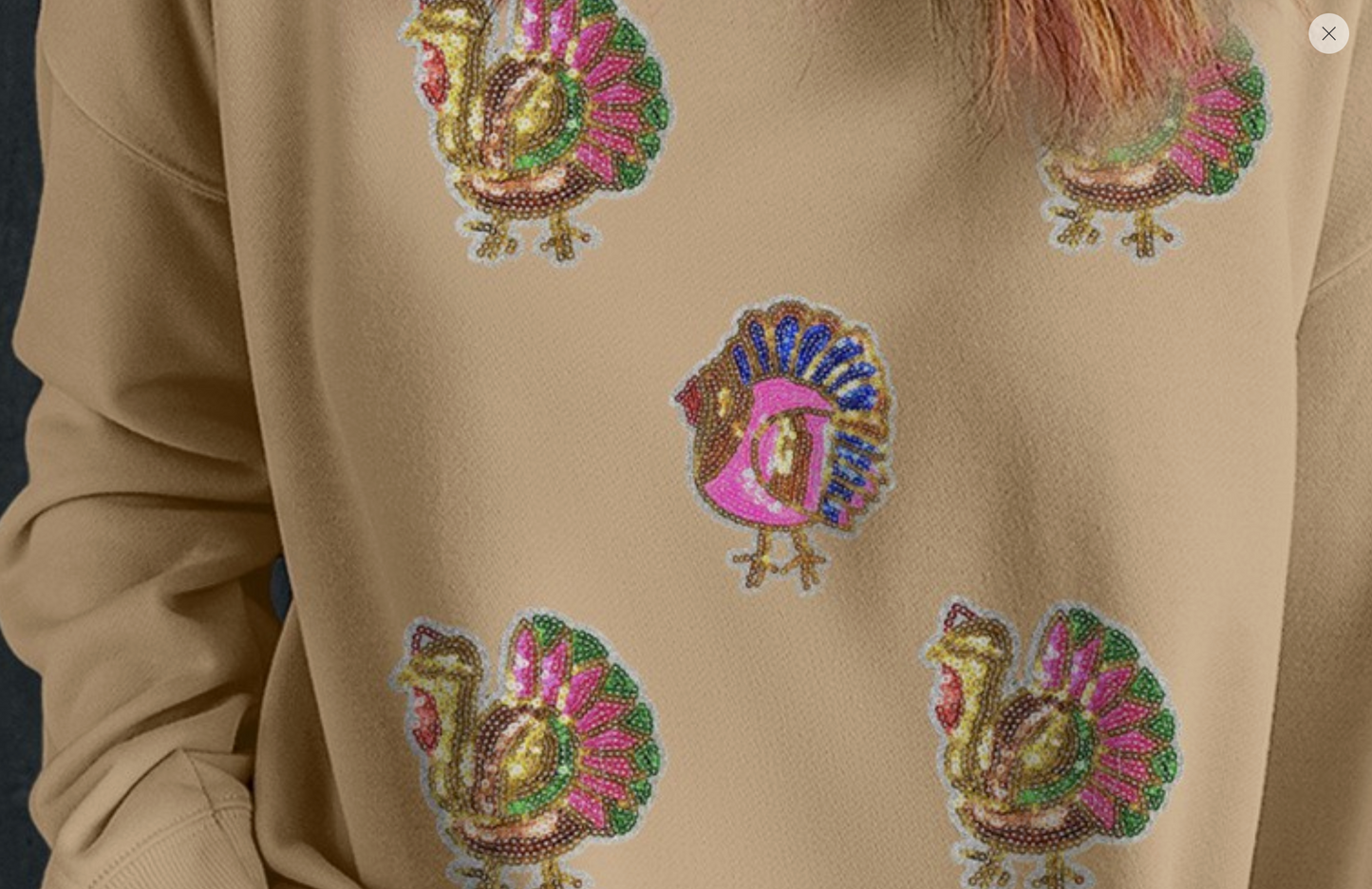 Thanksgiving Turkey Graphic Baggy Sweatshirt