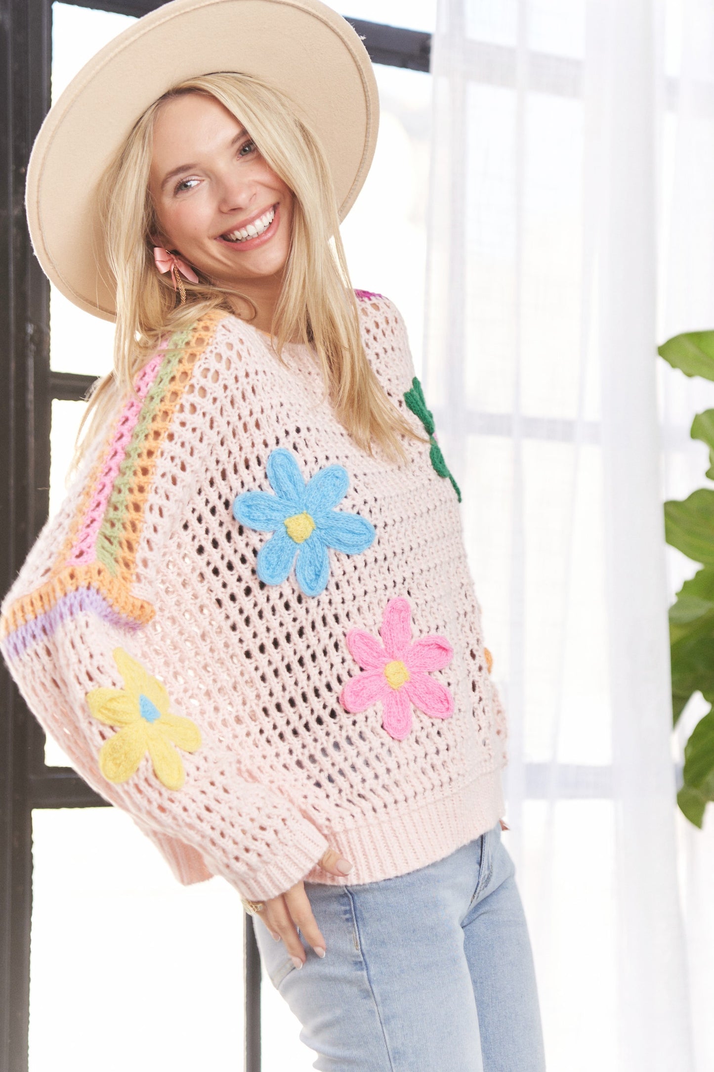 Floral Applique Crochet Top