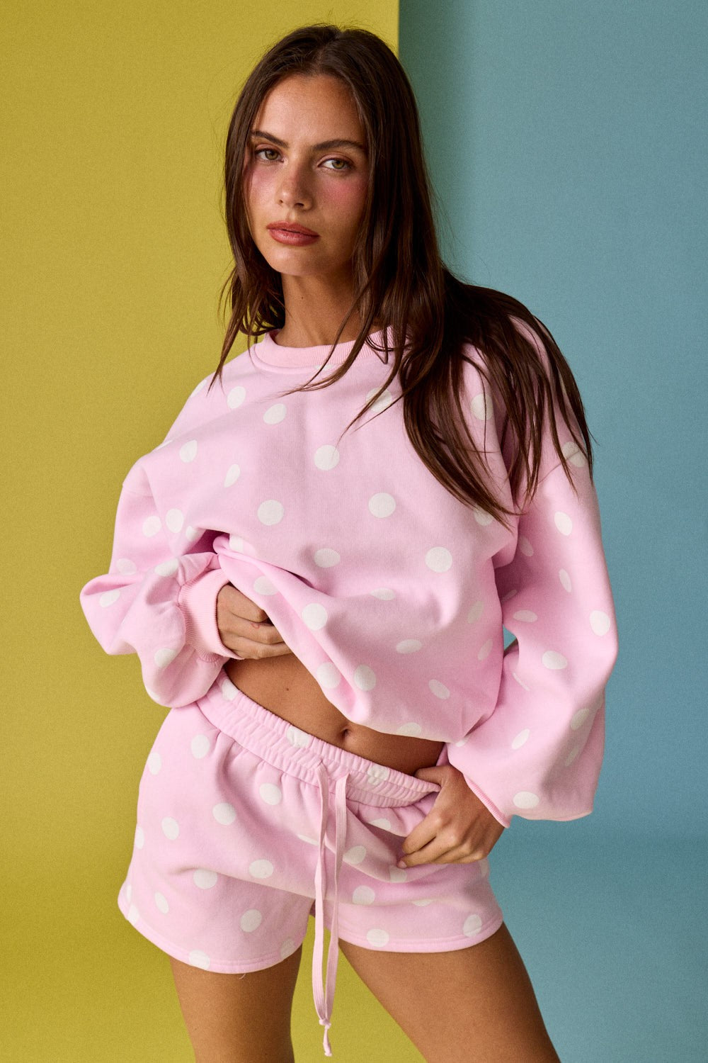 Pink & White polka dot 2 piece set