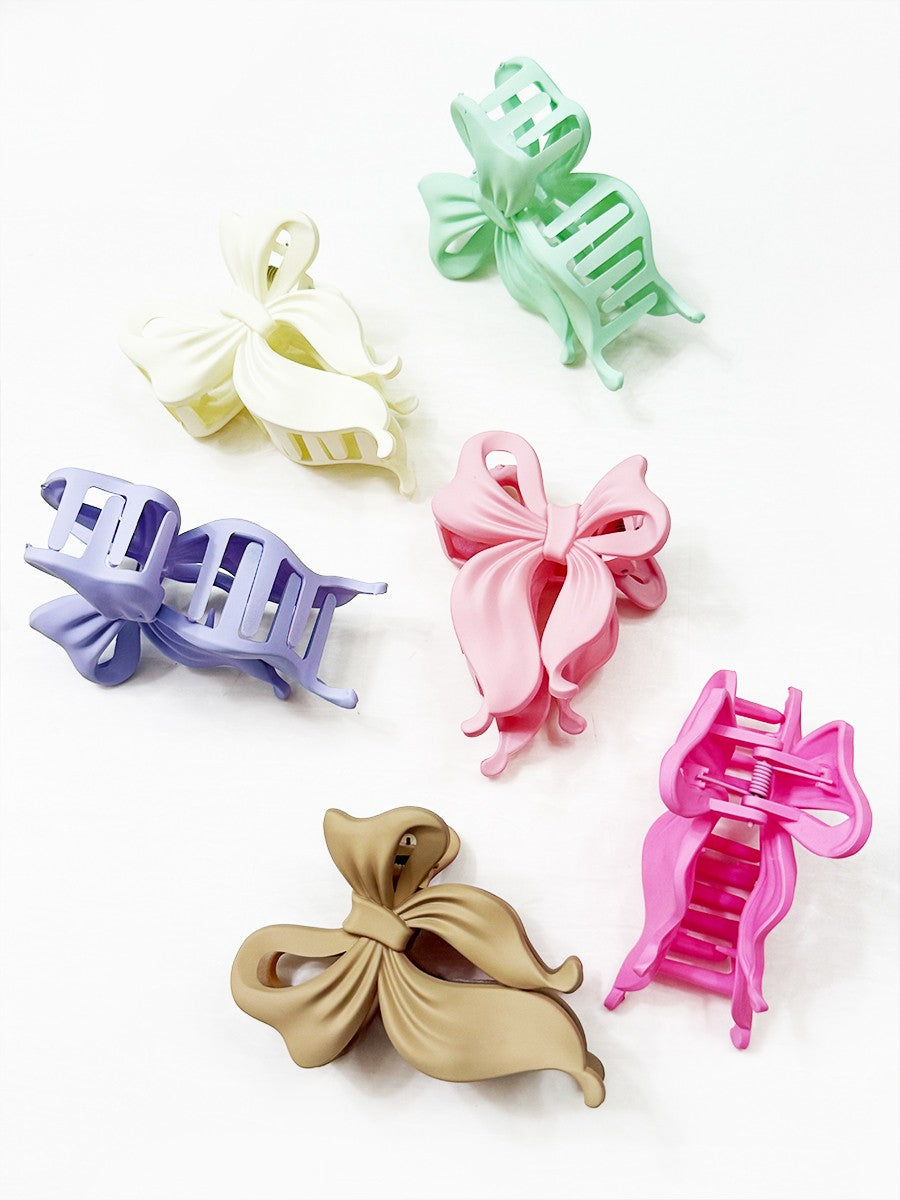 Soft Tone Matte Bow Hair Clip Claw