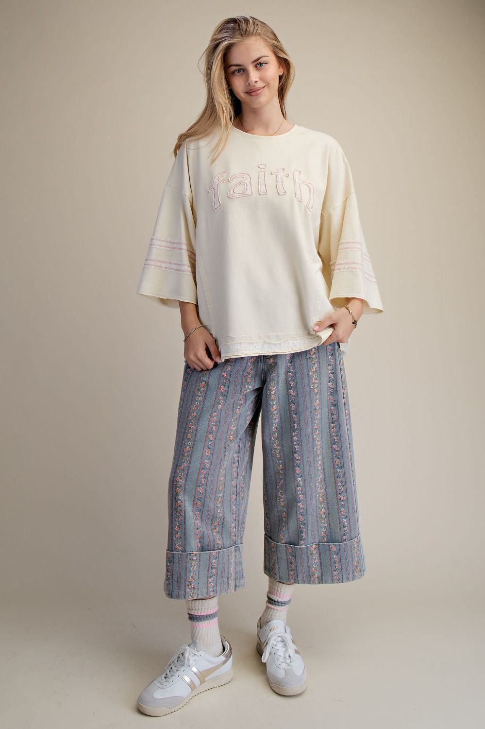 FAITH PATCH FRONT WASHED TERRY PULLOVER