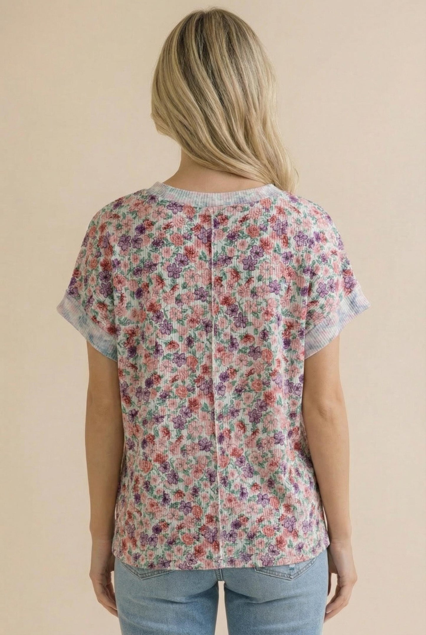 Ribbed Floral Doman Top