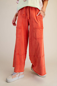 MINERAL WASHED TERRY KNIT PANTS