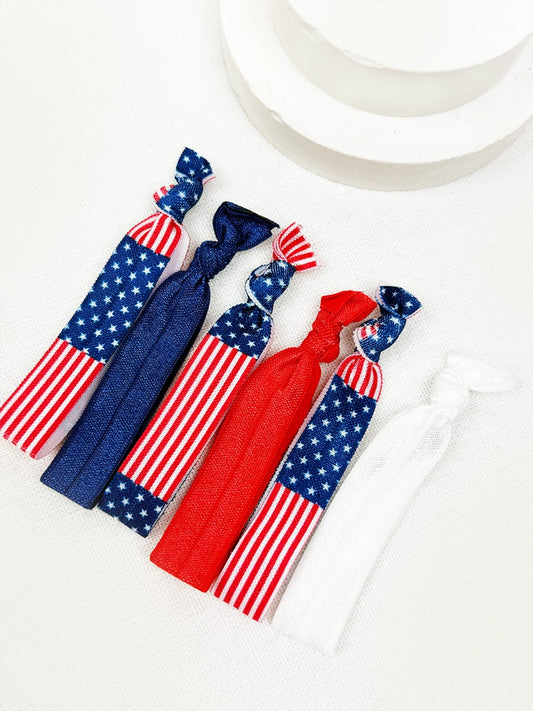 American Flag Hair Tie Bracelet Set