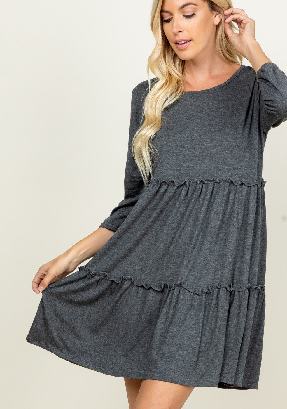 Solid Dress With Ruffle Detail