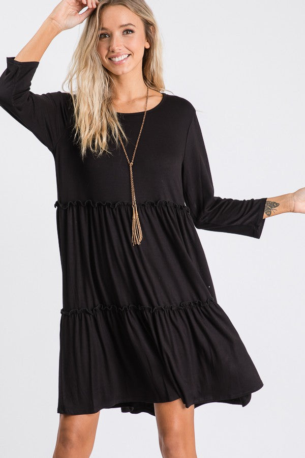 Solid Dress With Ruffle Detail