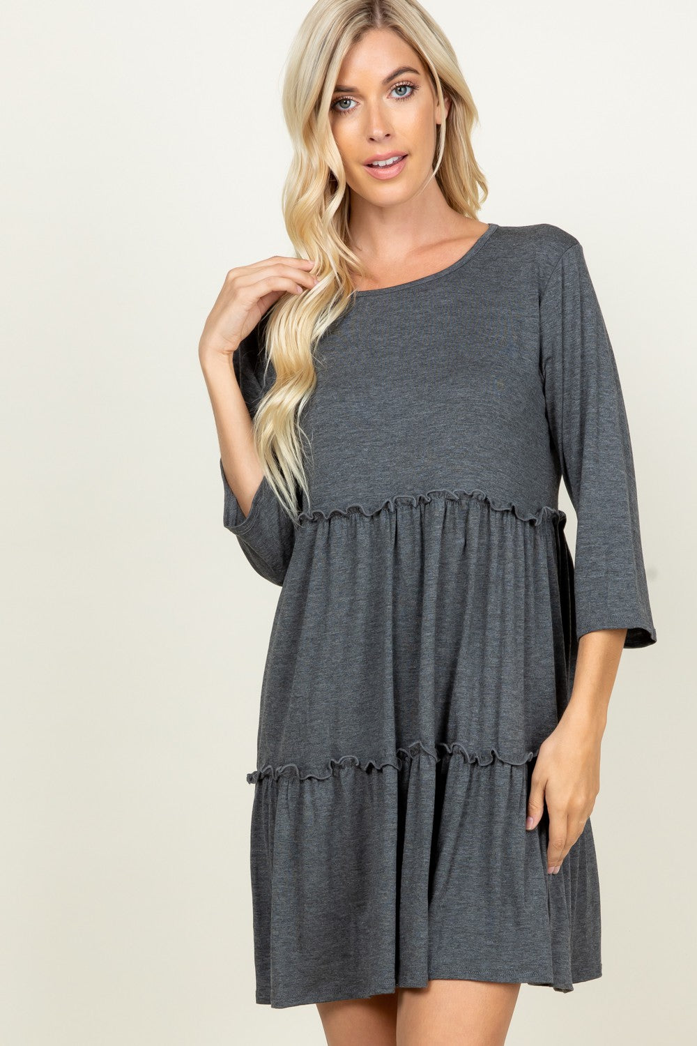 Solid Dress With Ruffle Detail