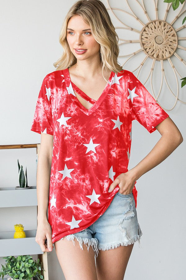 Star And Tie Dye Top With Bar