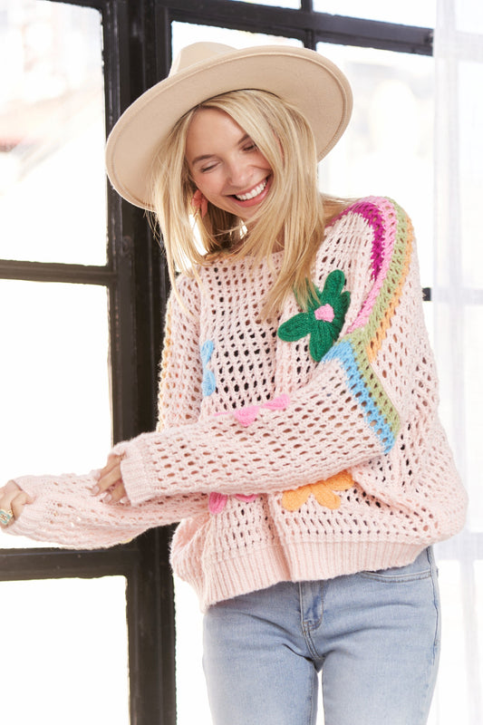 Floral Applique Crochet Top