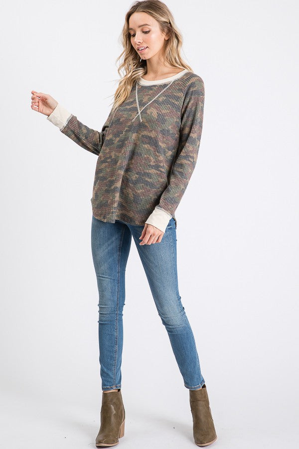Butter soft camo sweater