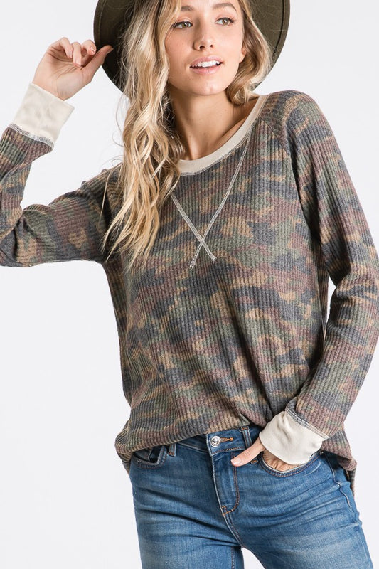 Butter soft camo sweater