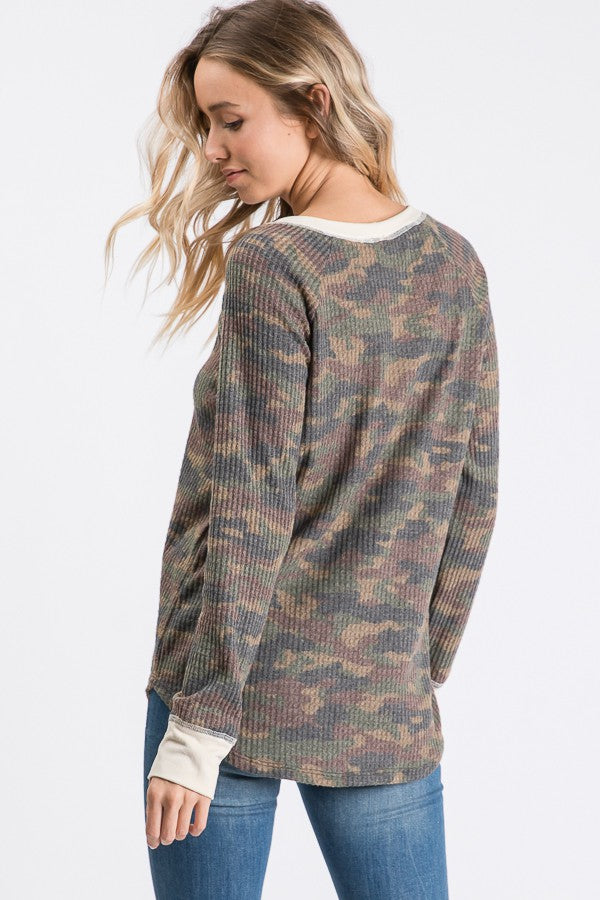 Butter soft camo sweater